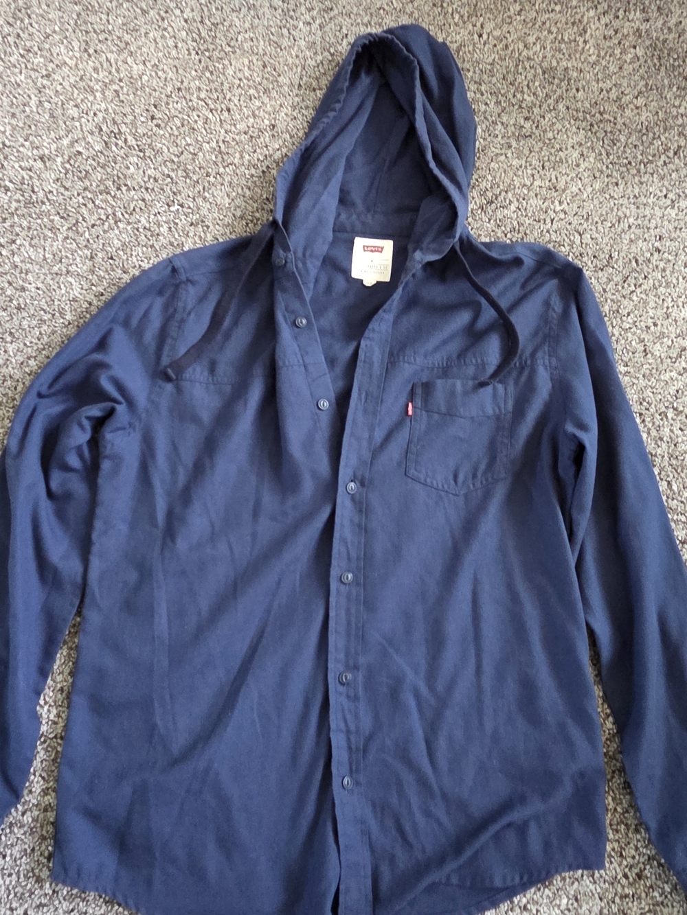 Levi's Navy Hooded Button-Up Shirt